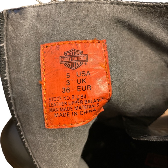 Harley Davidson Women's Black Leather Zip Up High Heel Motorcycle Boots - Picture 6 of 12